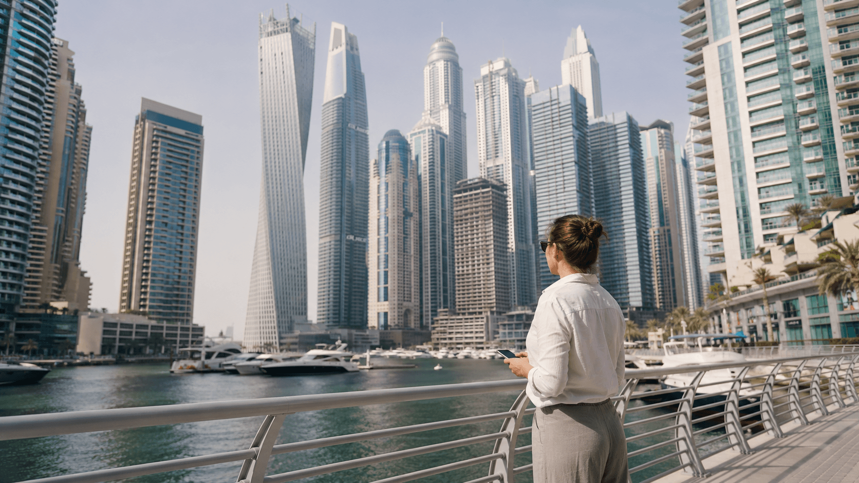 Advisor overlooking Dubai skyline